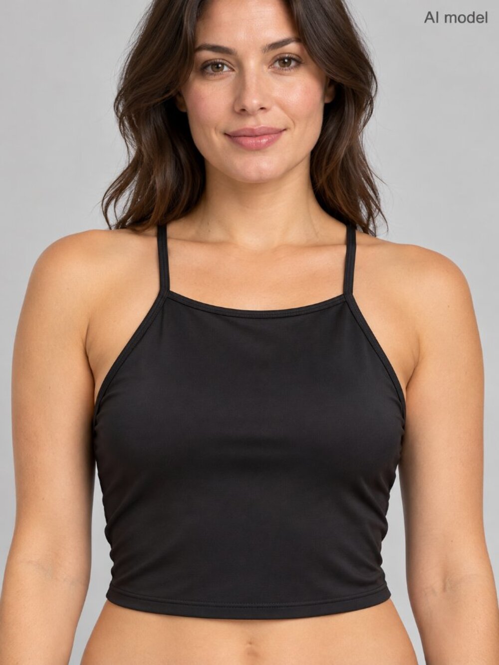 Forever 21 Black Strappy Ladder Back Crop Tank Top Size Large
